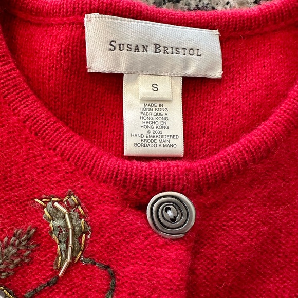 ✨VTG✨SUSAN BRISTOL Beautiful Vintage
Red Wool Embellished Size Small BUTTON UP - Picture 3 of 11
